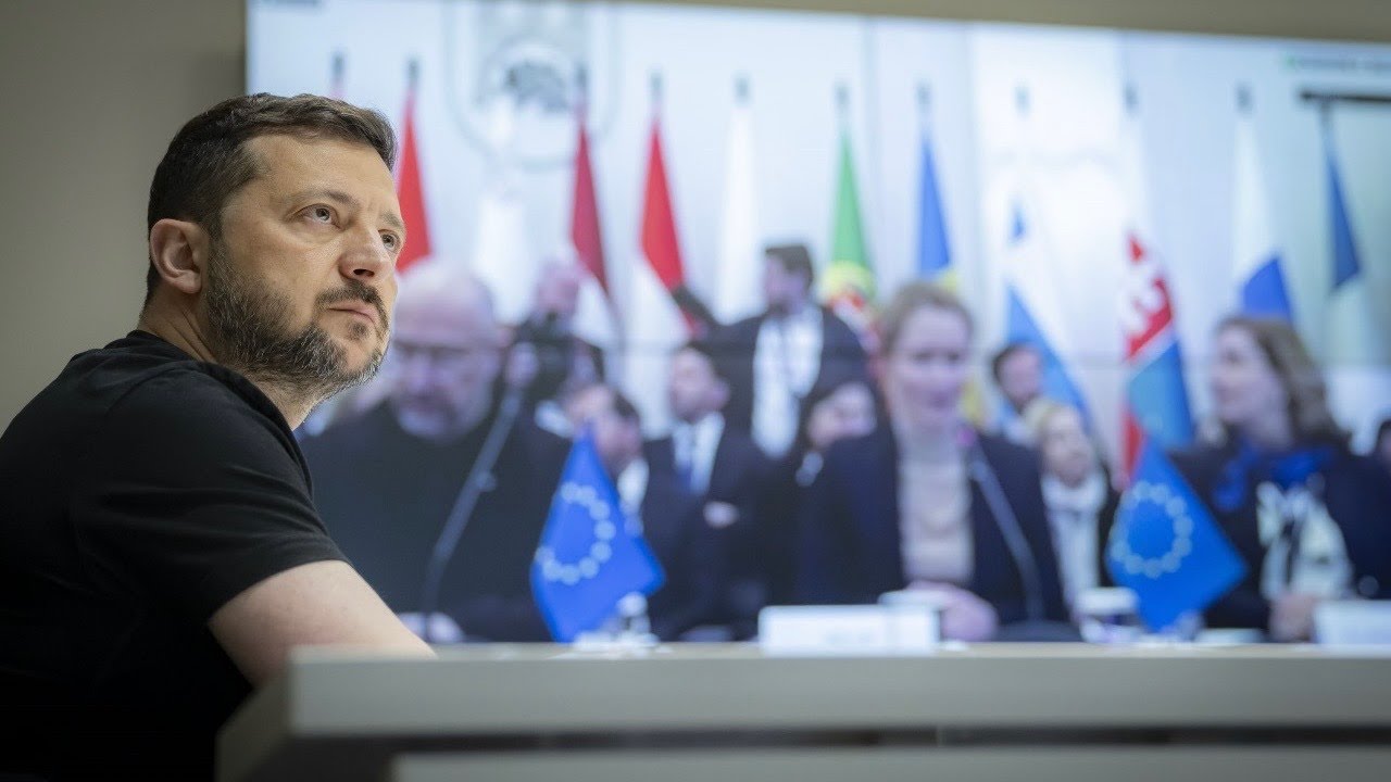 Виступ Володимира Зеленського під час зустрічі міністрів закордонних справ ЄС