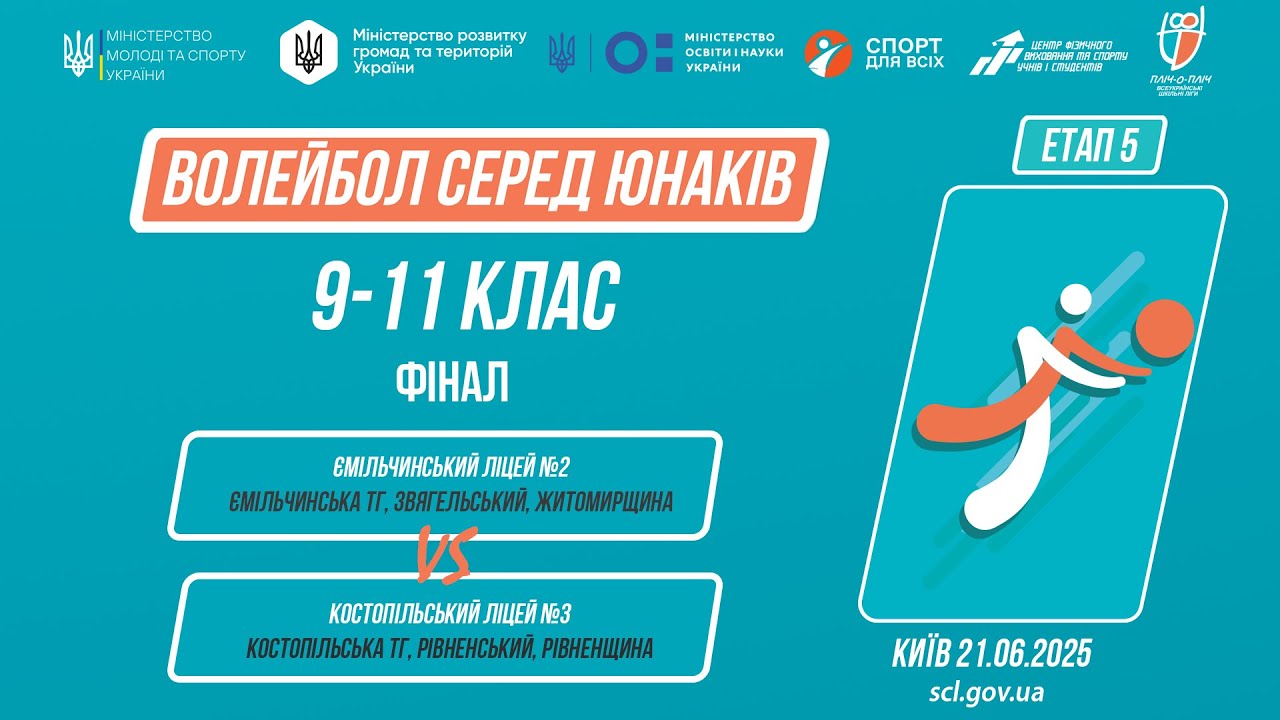 🏐ВОЛЕЙБОЛ | Юнаки 9-11 класи | Гра за 1 місце | Пліч-о-пліч: Етап 5