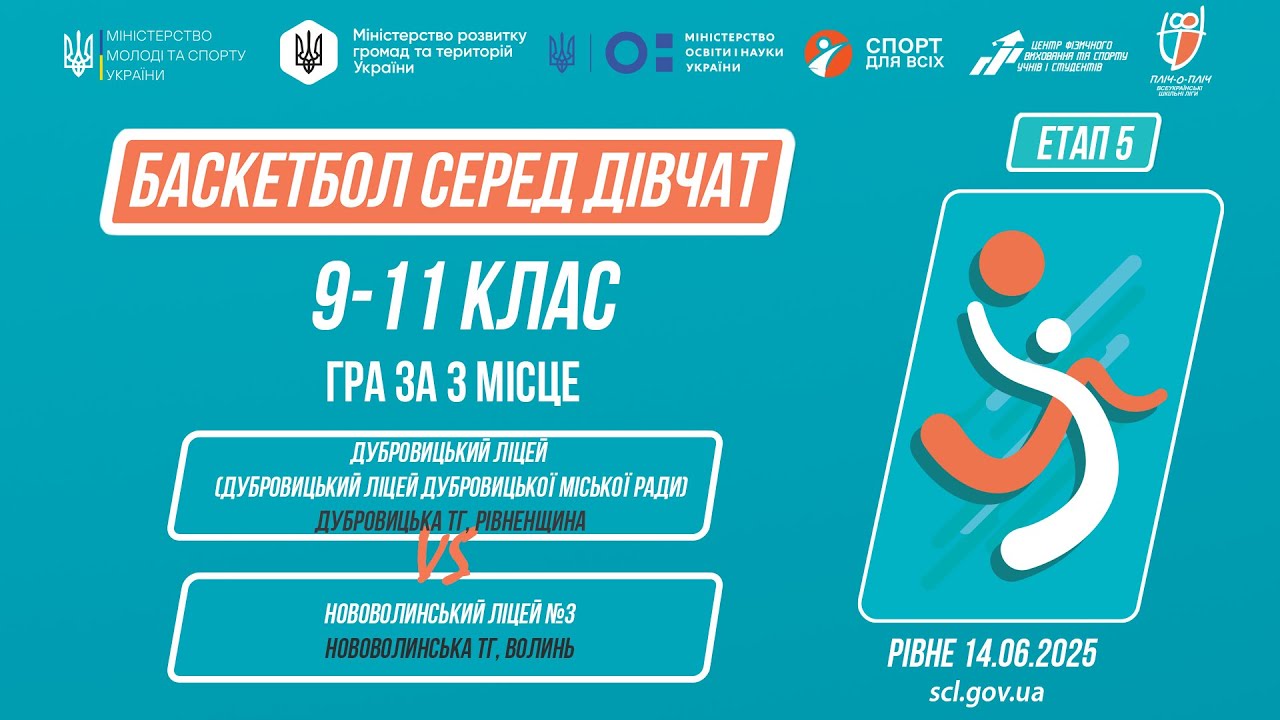 🏀БАСКЕТБОЛ | Дівчата 9-11 класи | Гра за 3 місце | Пліч-о-пліч: Етап 5